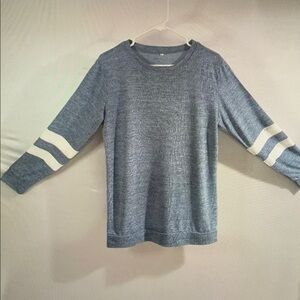 Blue Long Sleeve Sweater with White Stripes